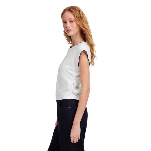 Madewell White Cinched Muscle Tee XXL NWT Cotton Tencel Crewneck Top - Picture 2 of 9